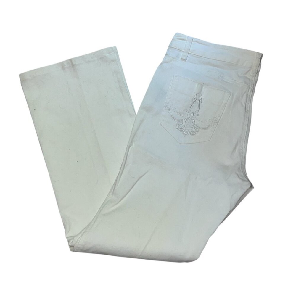 Nicole Miller Ivory White Cotton Blend Straight Leg Jeans Size 10 Womens